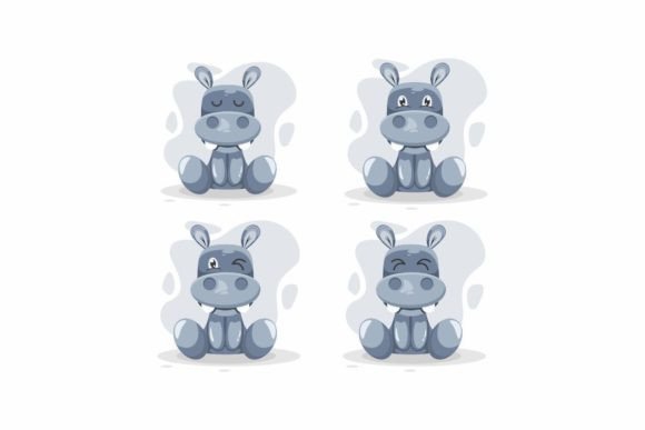 Download Cute Hippo Illustration Logo Design - Hippo Collection