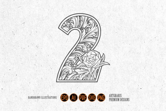 Download Elegant Number 2 Monogram Logo Monochrom - Monogram Collection