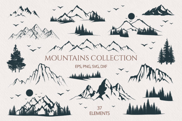 Download Hand Drawn Mountains &amp; Forest Collection - Drawn Collection