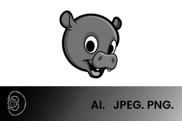 Download Greyscale Head Hippo Illustration - Hippo Collection